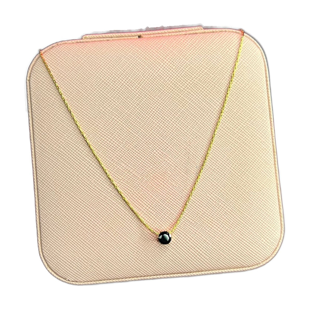 Stainless Steel 18k Black Stone Diamond Cut Necklace