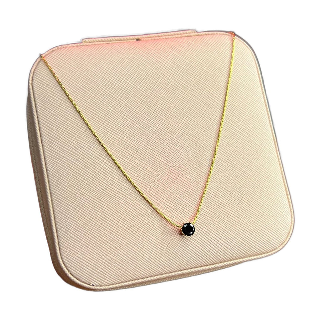 Stainless Steel 18k Black Stone Diamond Cut Necklace