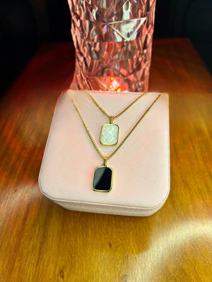 Stainless Steel 18k Black/White Double Side Necklace