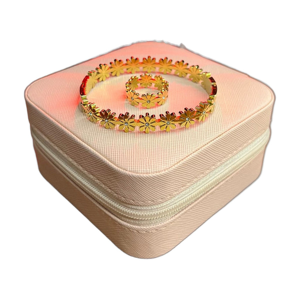 Stainless Steel 18k Blossom Cuff and Ring