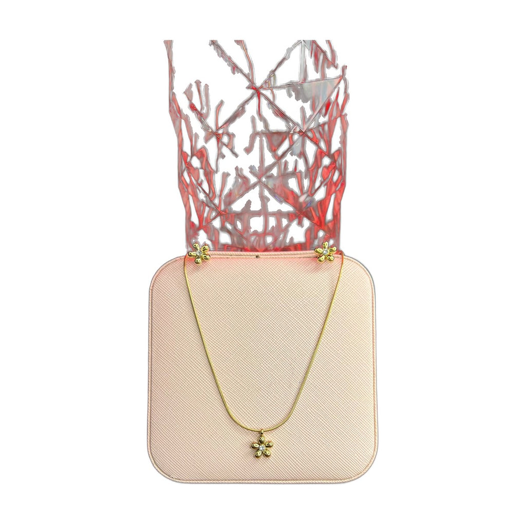 Stainless Steel 18k Blossom Shine Necklace Earring Set