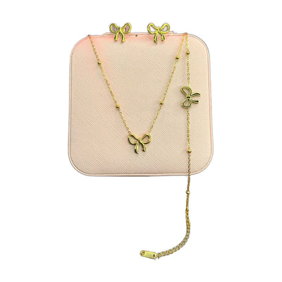 Stainless Steel 18k Bow Design 3pc Set