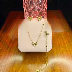Stainless Steel 18k Bow Design 3pc Set