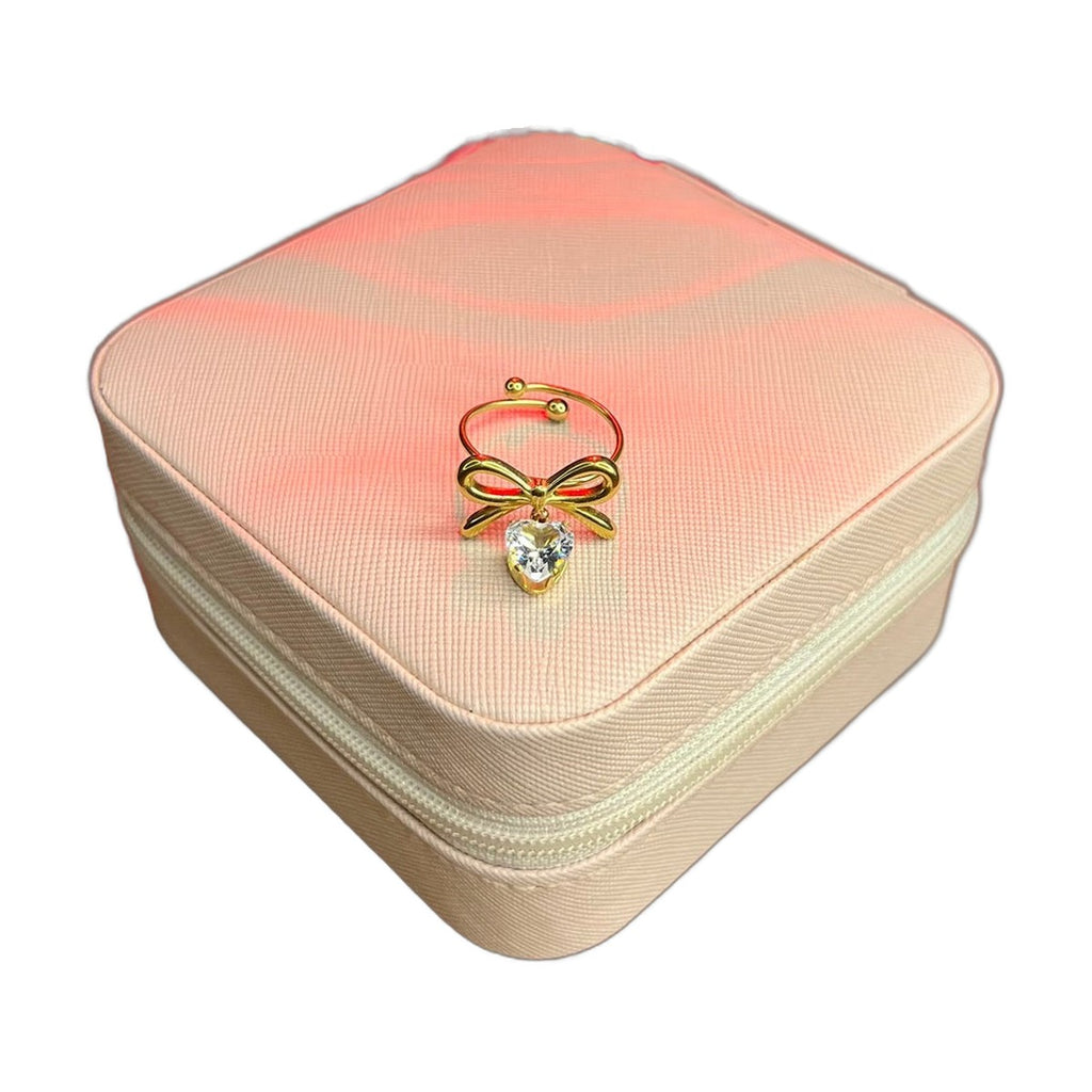 Stainless Steel 18k Bow Heart Ring