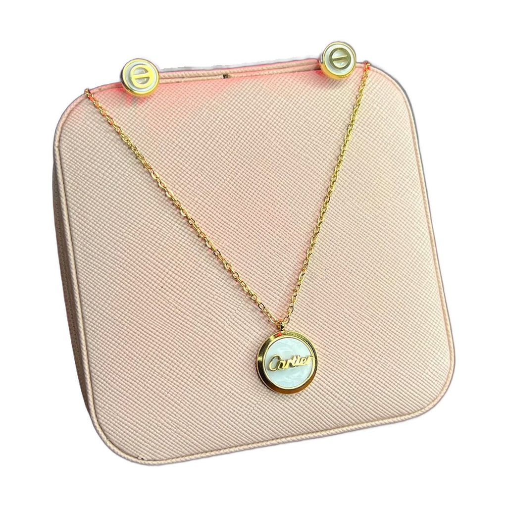 Stainless Steel 18k Shell Necklace Earring Set