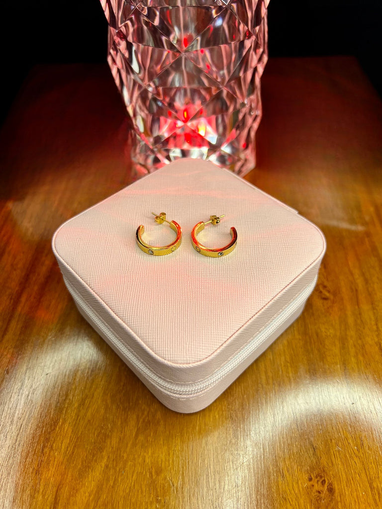 Stainless Steel 18k Stone Luxury Hoops