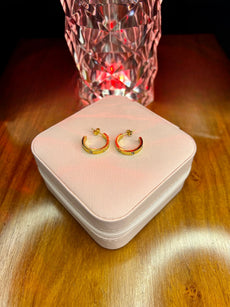 Stainless Steel 18k Stone Luxury Hoops