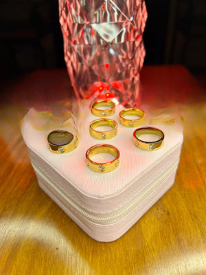 Stainless Steel 18k Stone Ring