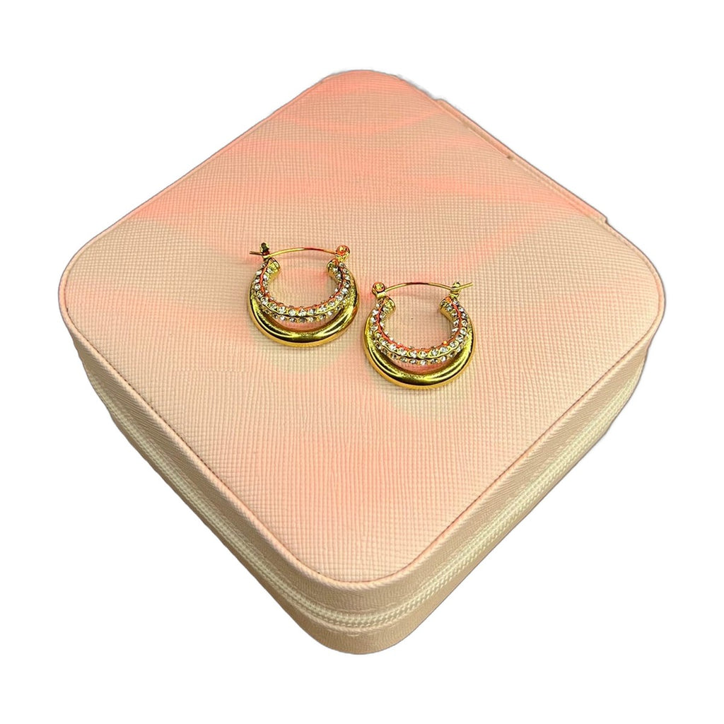 Stainless Steel 18k Celeste Spark Hoops