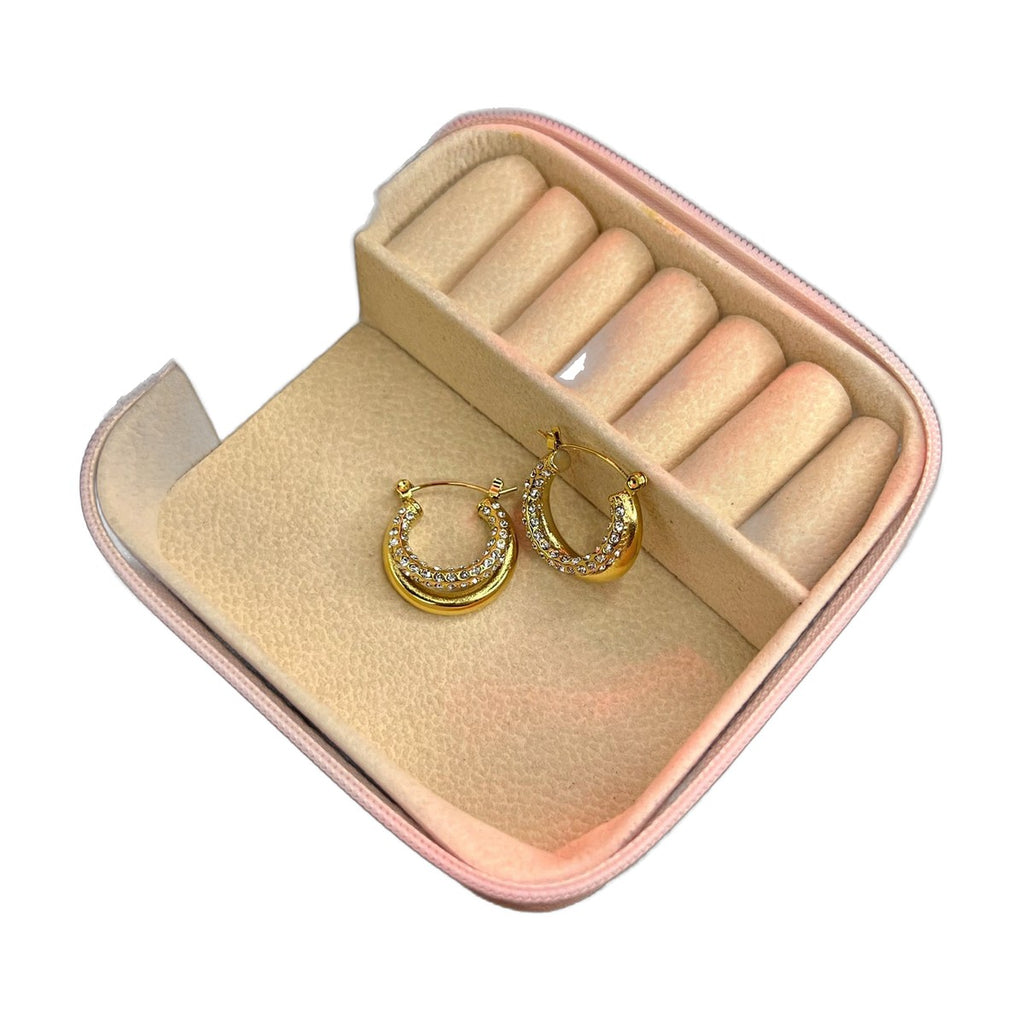 Stainless Steel 18k Celeste Spark Hoops
