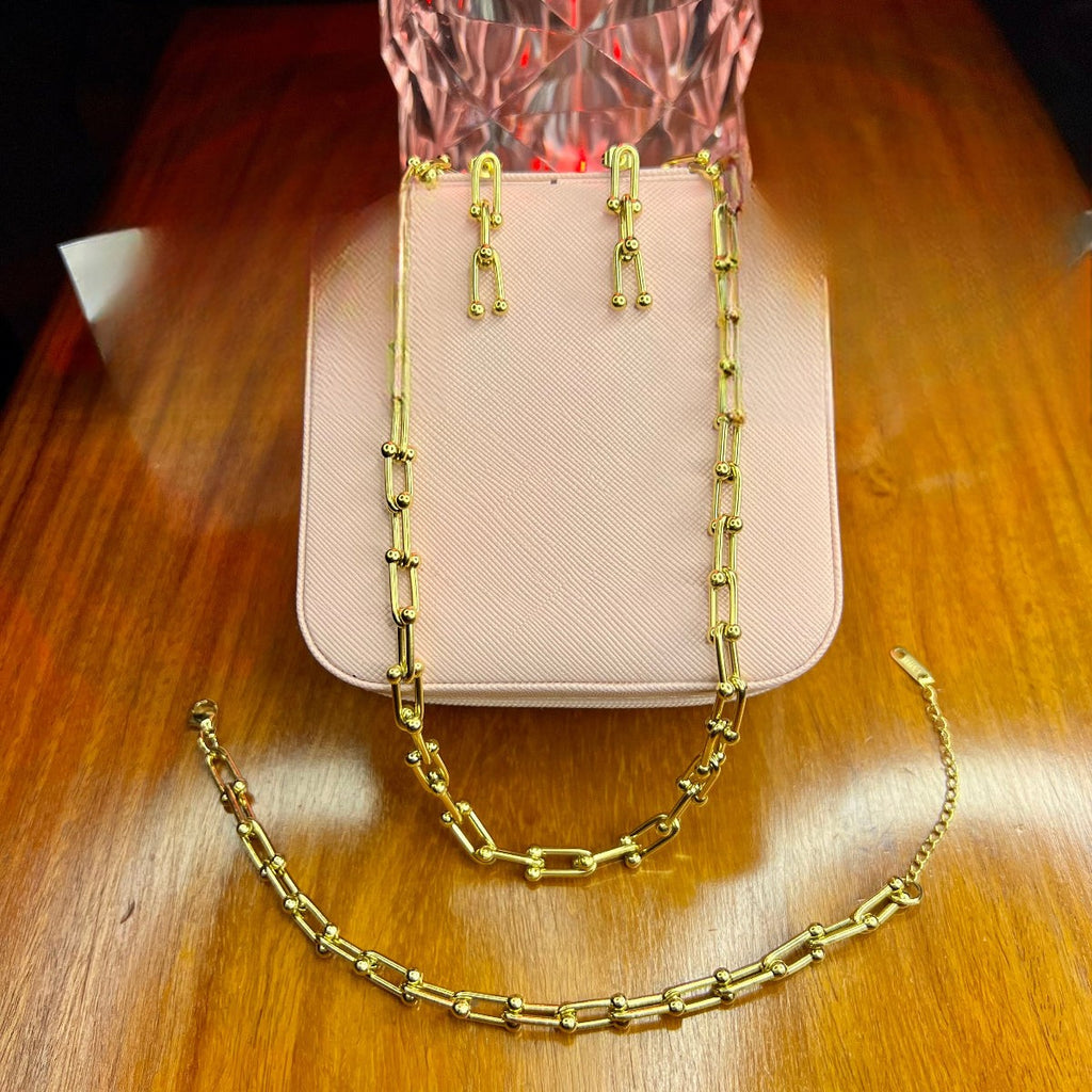 Stainless Steel 18k Chain Link 3pc Set