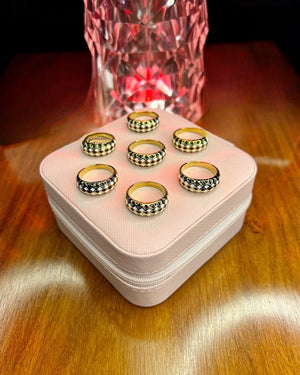 Stainless Steel 18k Check Ring
