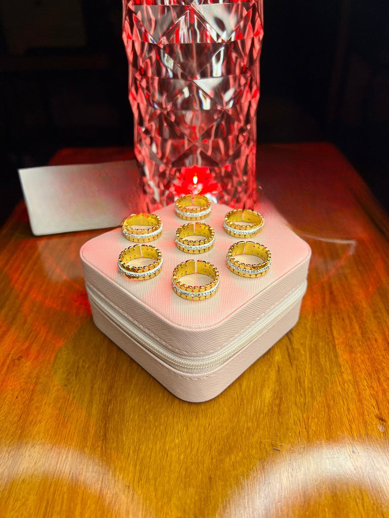 Stainless Steel 18k Crown Stone Ring