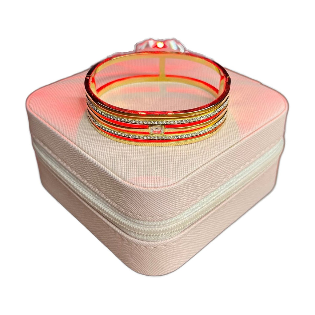 Stainless Steel 18k Crystal Layered Bangle