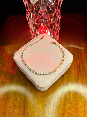 Stainless Steel 18k Crystal Link Elegance