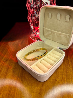 Stainless Steel 18k Crystal Linked Bangle