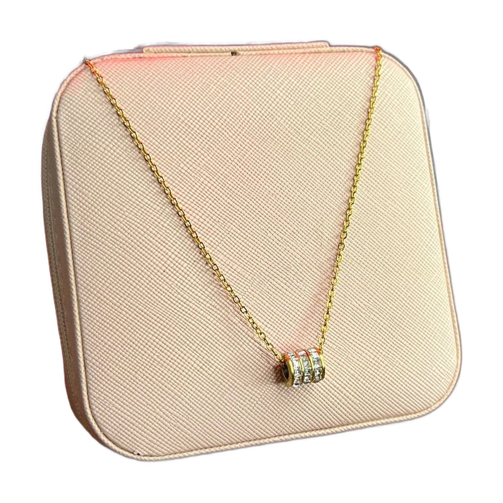 Stainless Steel 18k Crystal Trio Elegance