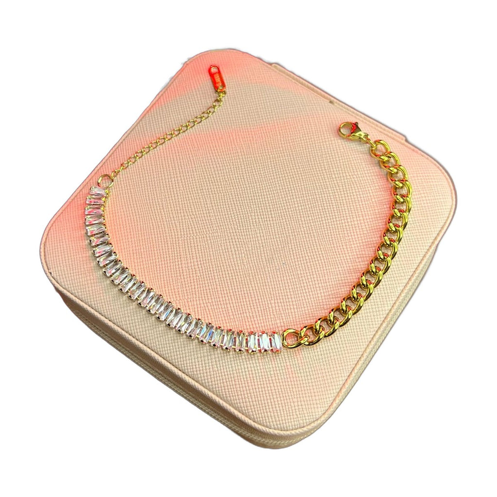 Stainless Steel 18k Cuban Tennis Chain Bracelet