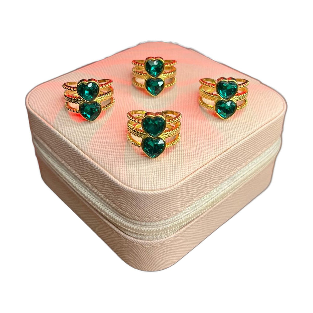 Stainless Steel 18k Cupid's Crystal Stone Ring