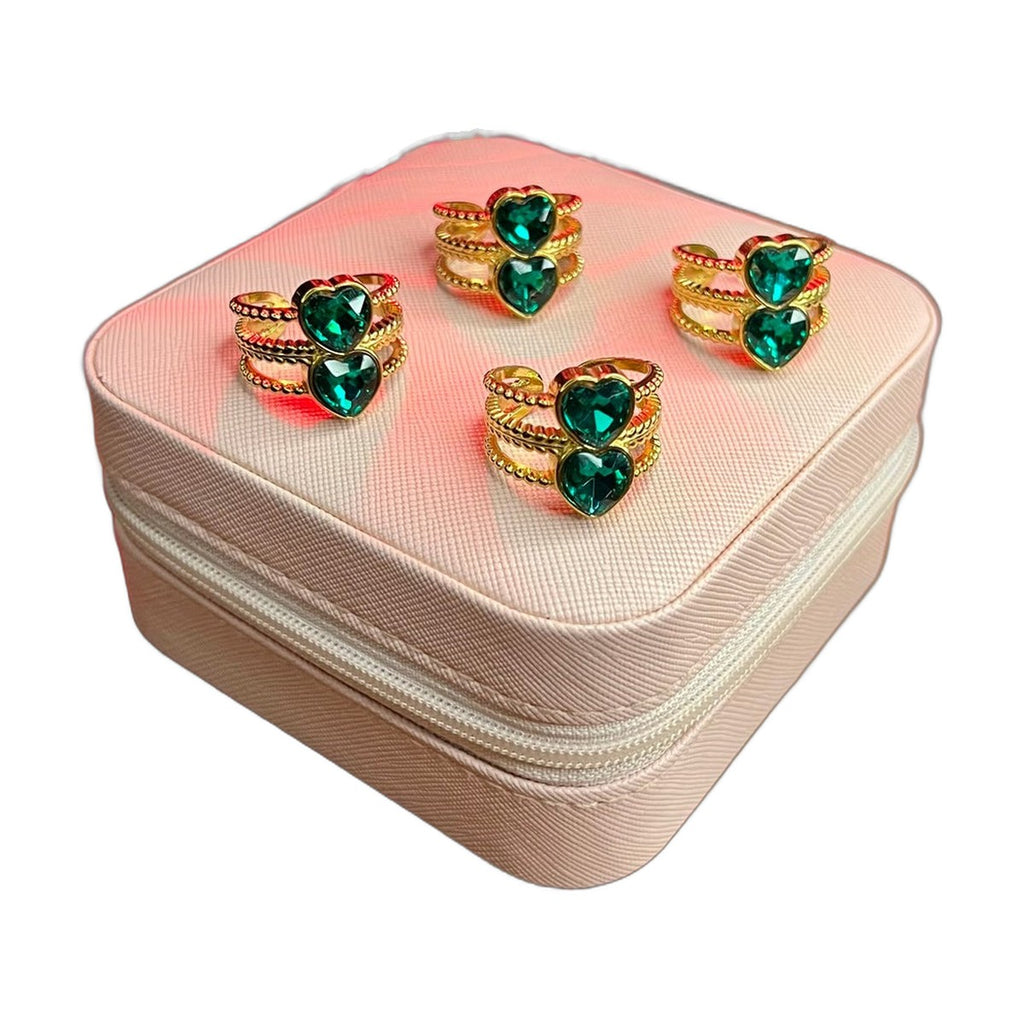 Stainless Steel 18k Cupid's Crystal Stone Ring