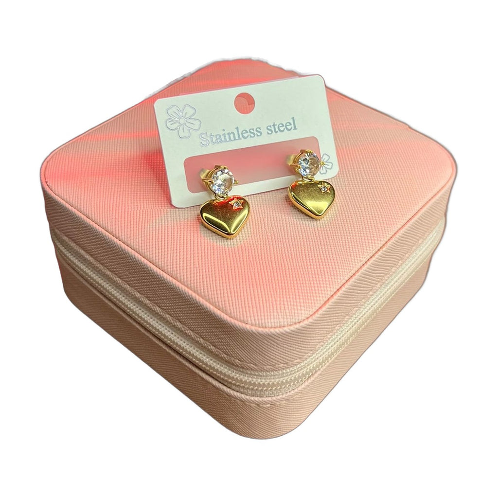 Stainless Steel 18k Divine Stone Heart EarStuds