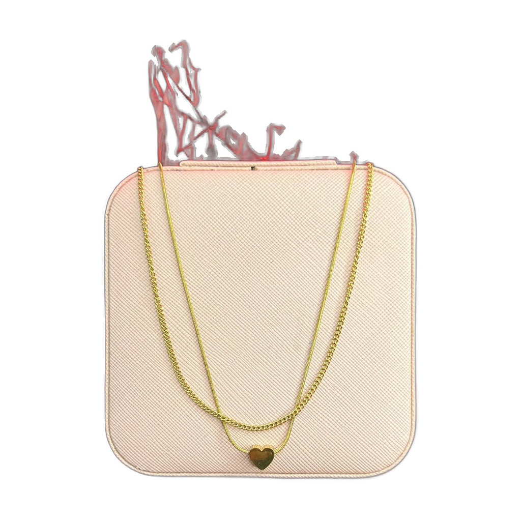 Stainless Steel 18k Double Chain Heart Necklace