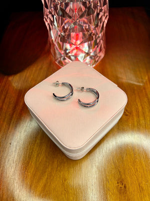 Stainless Steel 18k double Layer Silver Earrings