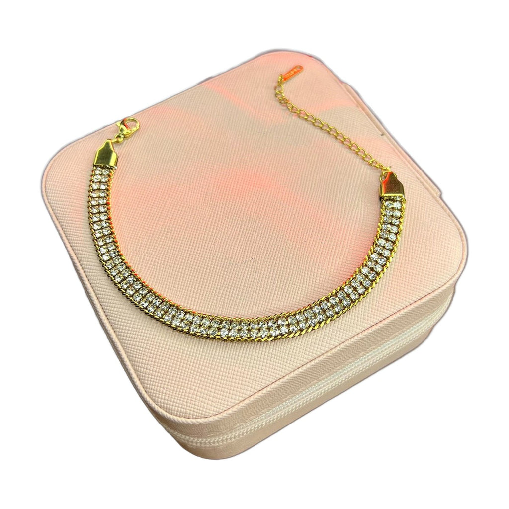 Stainless Steel 18k Double Layer Zircon Braided Bracelet