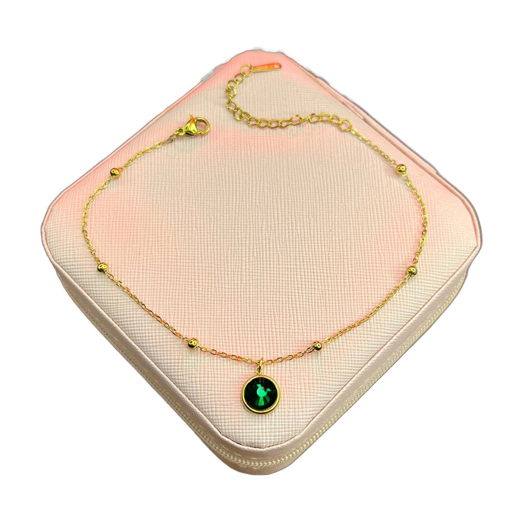 Stainless Steel 18k Emerald Glow Anklet