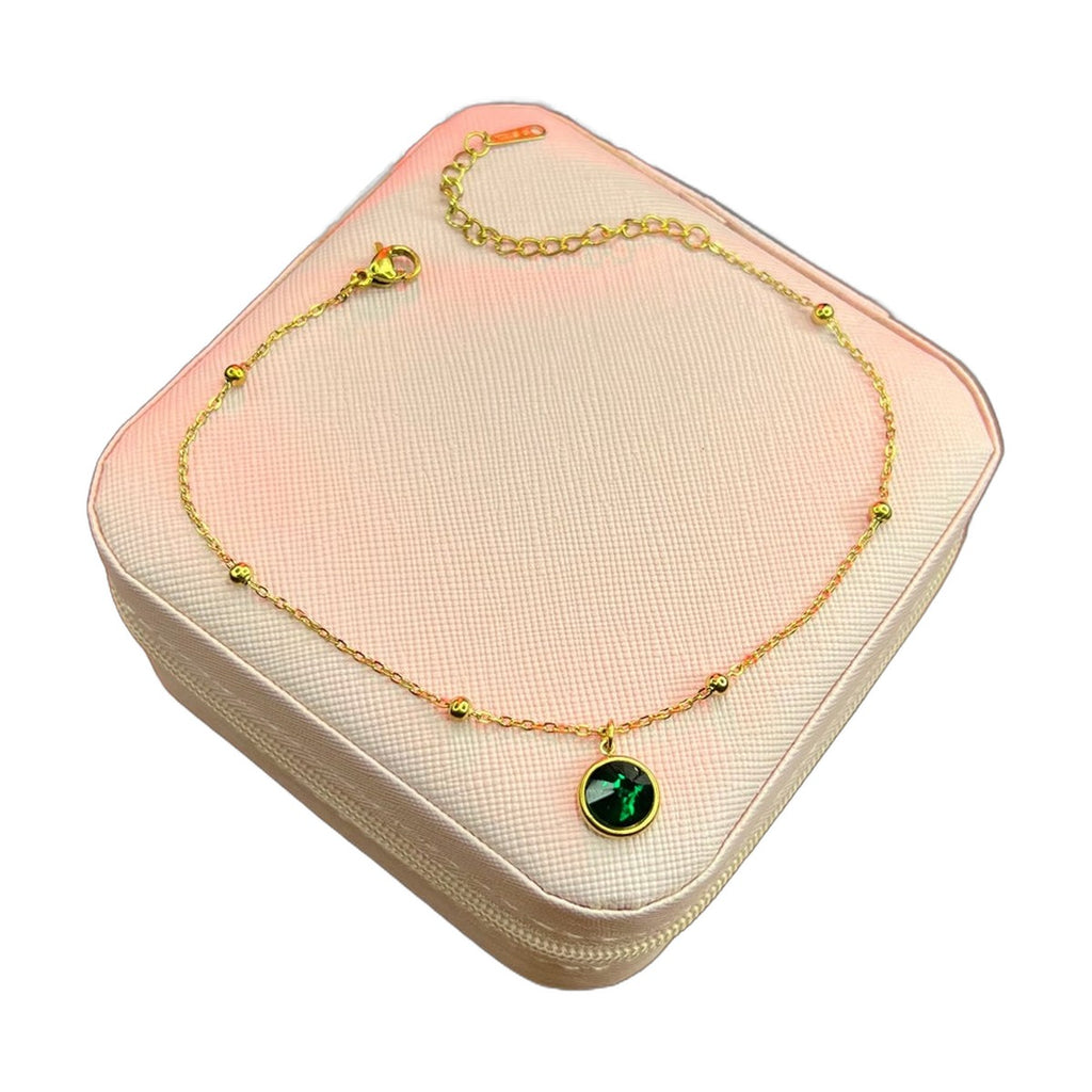 Stainless Steel 18k Emerald Glow Anklet