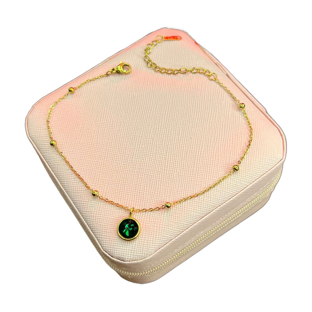 Stainless Steel 18k Emerald Glow Anklet