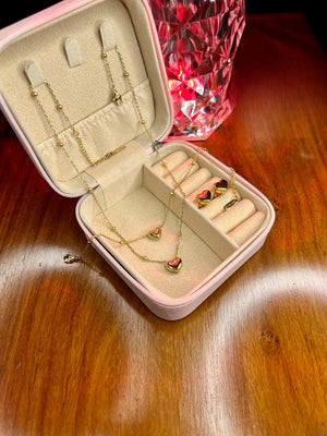 Stainless Steel 18k Filled Heart Complete 3pc Set