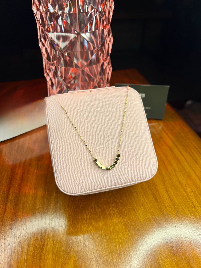 Stainless Steel 18k Gold Block Necklace