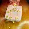 Stainless Steel 18k Gold Clover 4pc Set With 5 Clover Chain