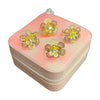 Stainless Steel 18k Gold Flower Stone Ring