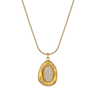 Stainless Steel 18k Gold Opal Necklace