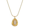 Stainless Steel 18k Gold Opal Necklace