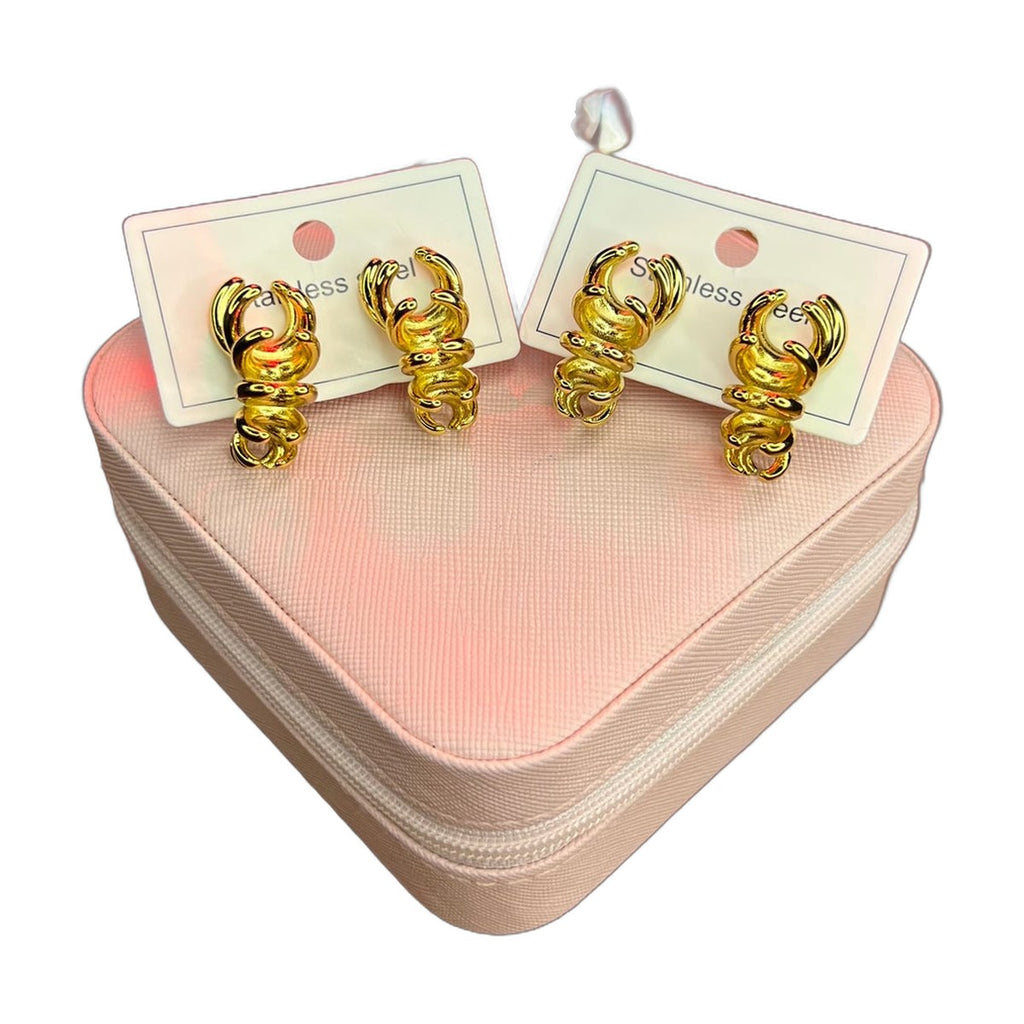 Stainless Steel 18k Gold Plated Spiky Studs