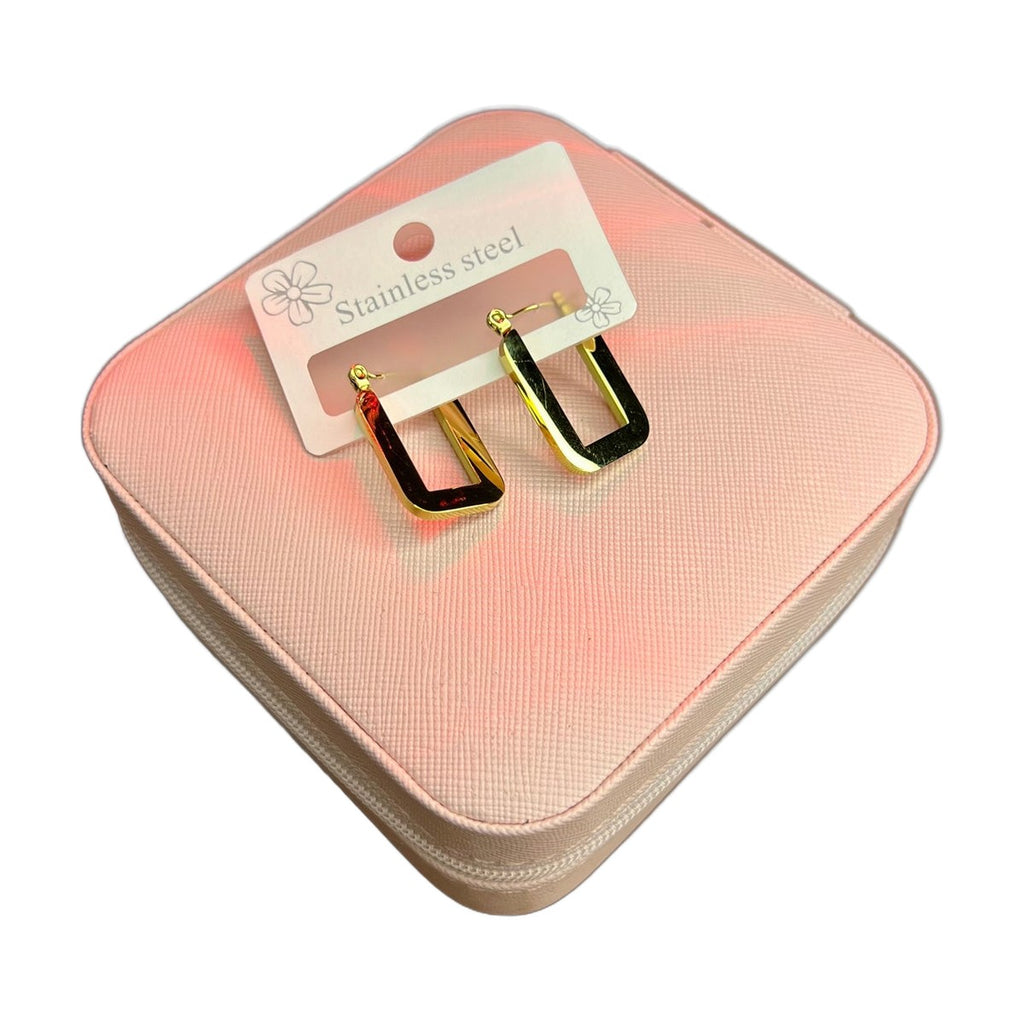 Stainless Steel 18k Gold Square Design Earrings