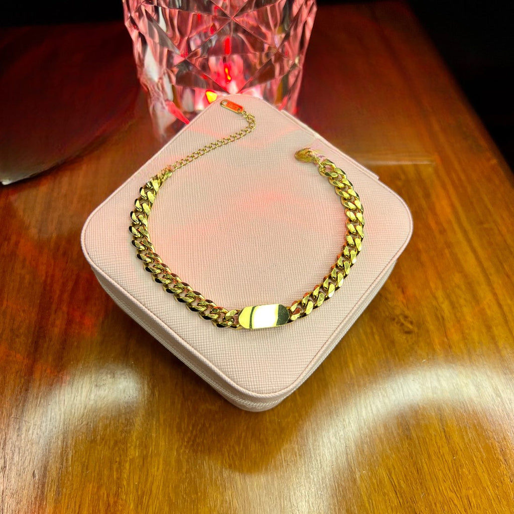 Stainless Steel 18k Gold Tag Bracelet