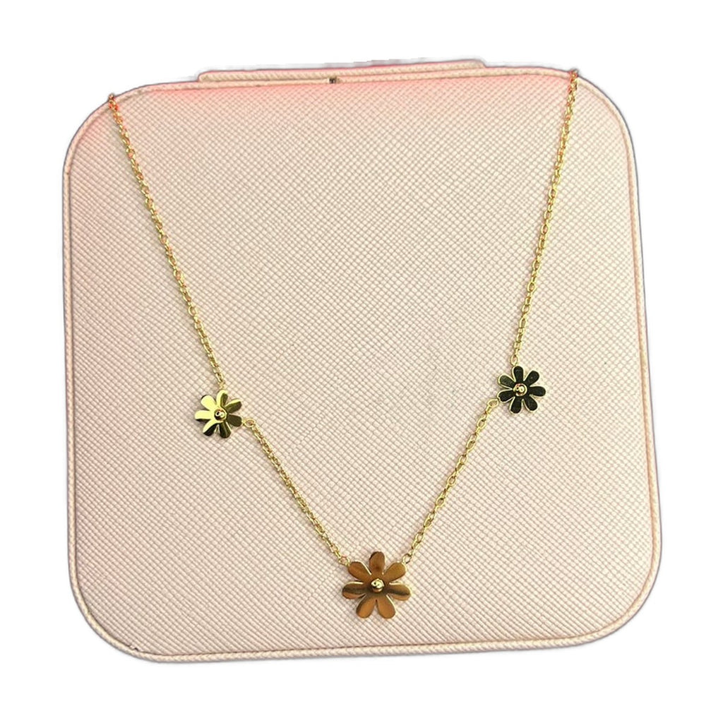 Stainless Steel 18k Golden Bloom 3 Motifs Necklace