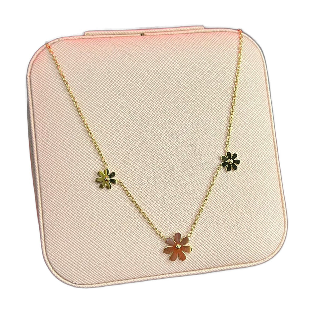Stainless Steel 18k Golden Bloom 3 Motifs Necklace