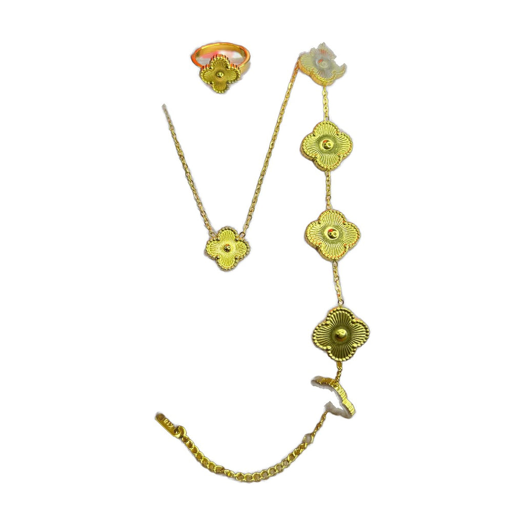Stainless Steel 18k Golden Clover 4pc Set