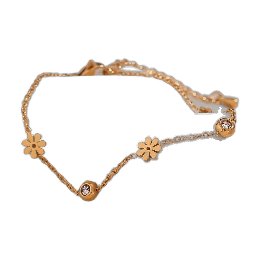 Stainless Steel 18k Golden Fleur Charm Bracelet