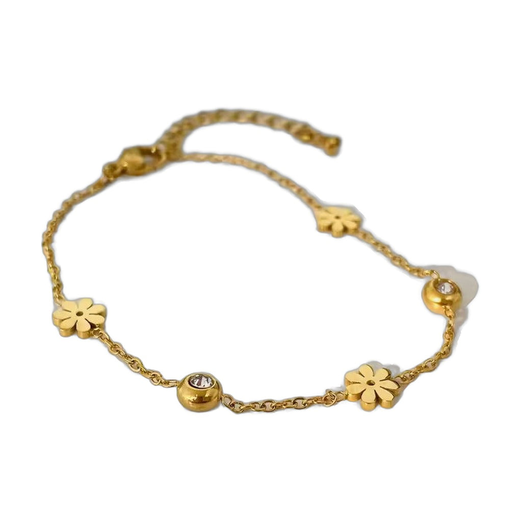 Stainless Steel 18k Golden Fleur Charm Bracelet