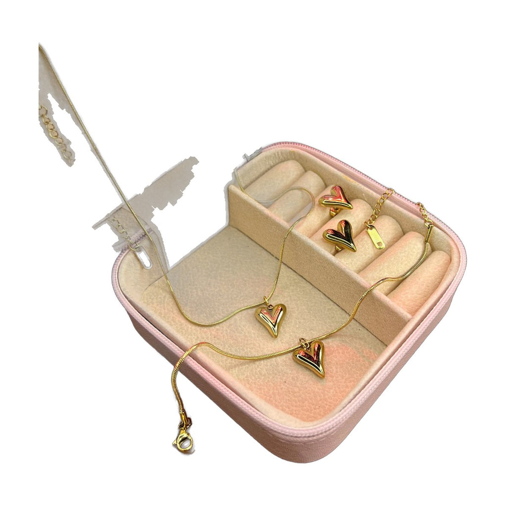 Stainless Steel 18k Golden Heart Luxury 3pc Set