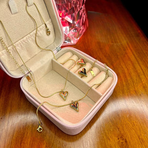 Stainless Steel 18k Golden Heart Luxury 3pc Set