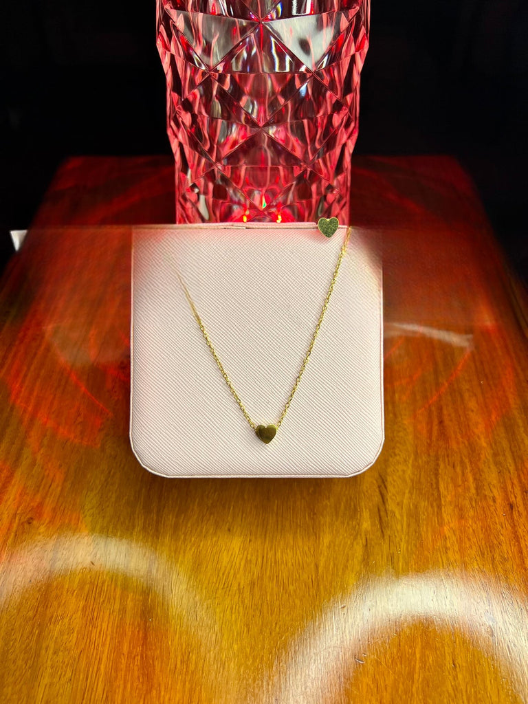 Stainless Steel 18k Golden Heart Necklace Earring Set