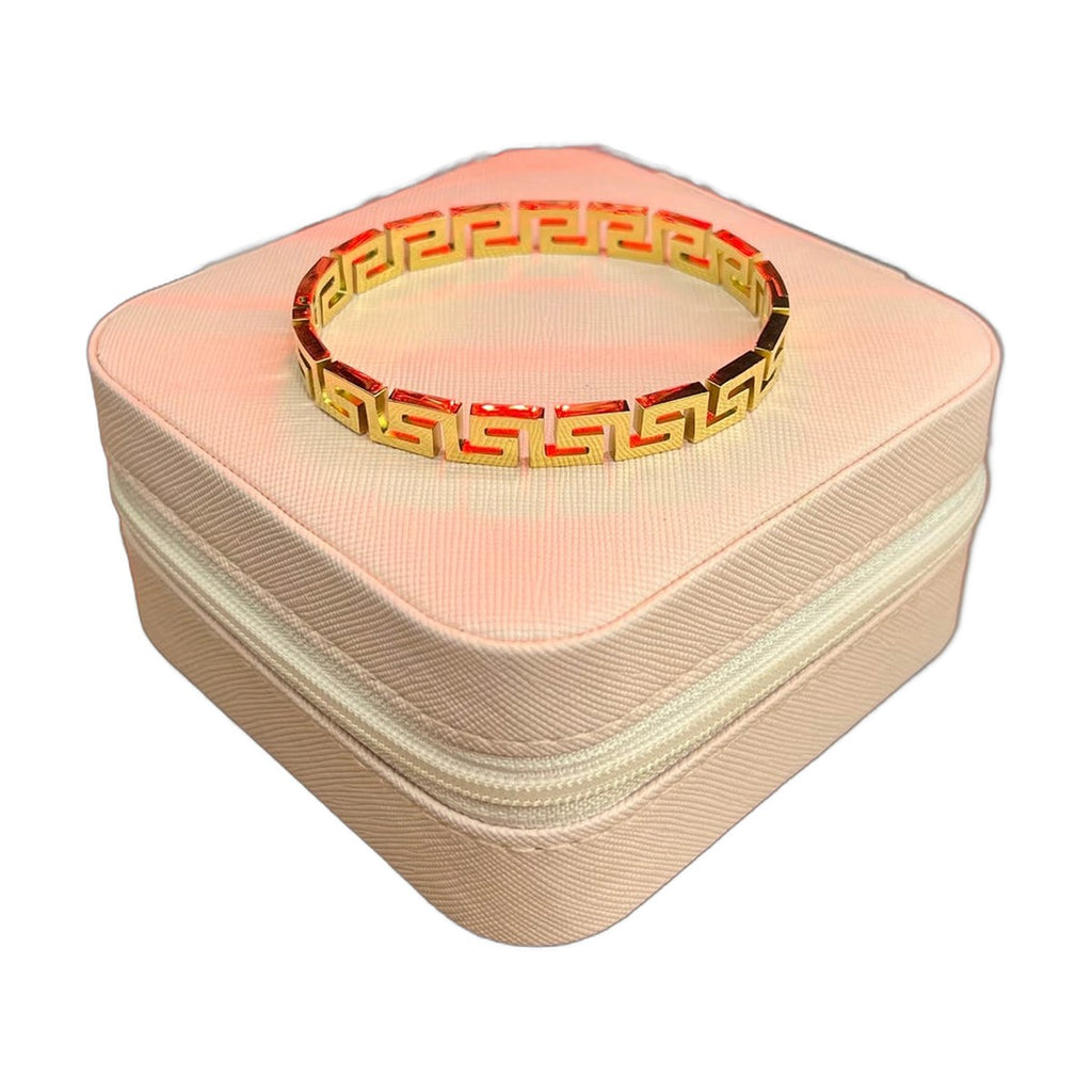 Stainless Steel 18k Golden Maze Greek Bangle