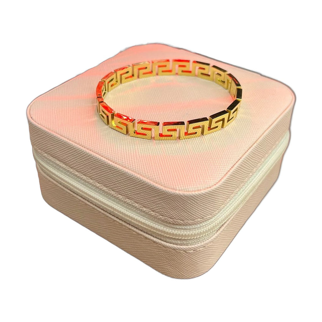 Stainless Steel 18k Golden Maze Greek Bangle